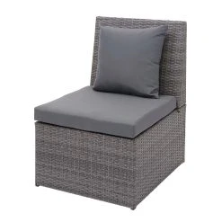 Poly-Rattan Sessel MCW-G16, Lounge-Rattanstuhl Gartenstuhl, Gastronomie ~ Grau, Kissen Dunkelgrau