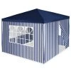 VCM Pavillon Partyzelt 3x3m Blau Weiß Wasserdicht 4 Seitenteile Gartenzelt Eventzelt