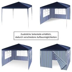 VCM Pavillon Partyzelt 3x3m Blau Weiß Wasserdicht 4 Seitenteile Gartenzelt Eventzelt -Blumfeldt Geschäft 8600043100 915691 prod 005
