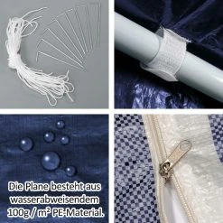 VCM Pavillon Partyzelt 3x3m Blau Weiß Wasserdicht 4 Seitenteile Gartenzelt Eventzelt -Blumfeldt Geschäft 8600043100 915691 prod 006