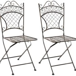 CLP 2er Set Eisen-Klappstuhl Adelar Im Nostalgischen Design I Klappbarer Gartenstuhl Mit Edlen Verzierungen I In Verschiedenen Farben Erhältlich