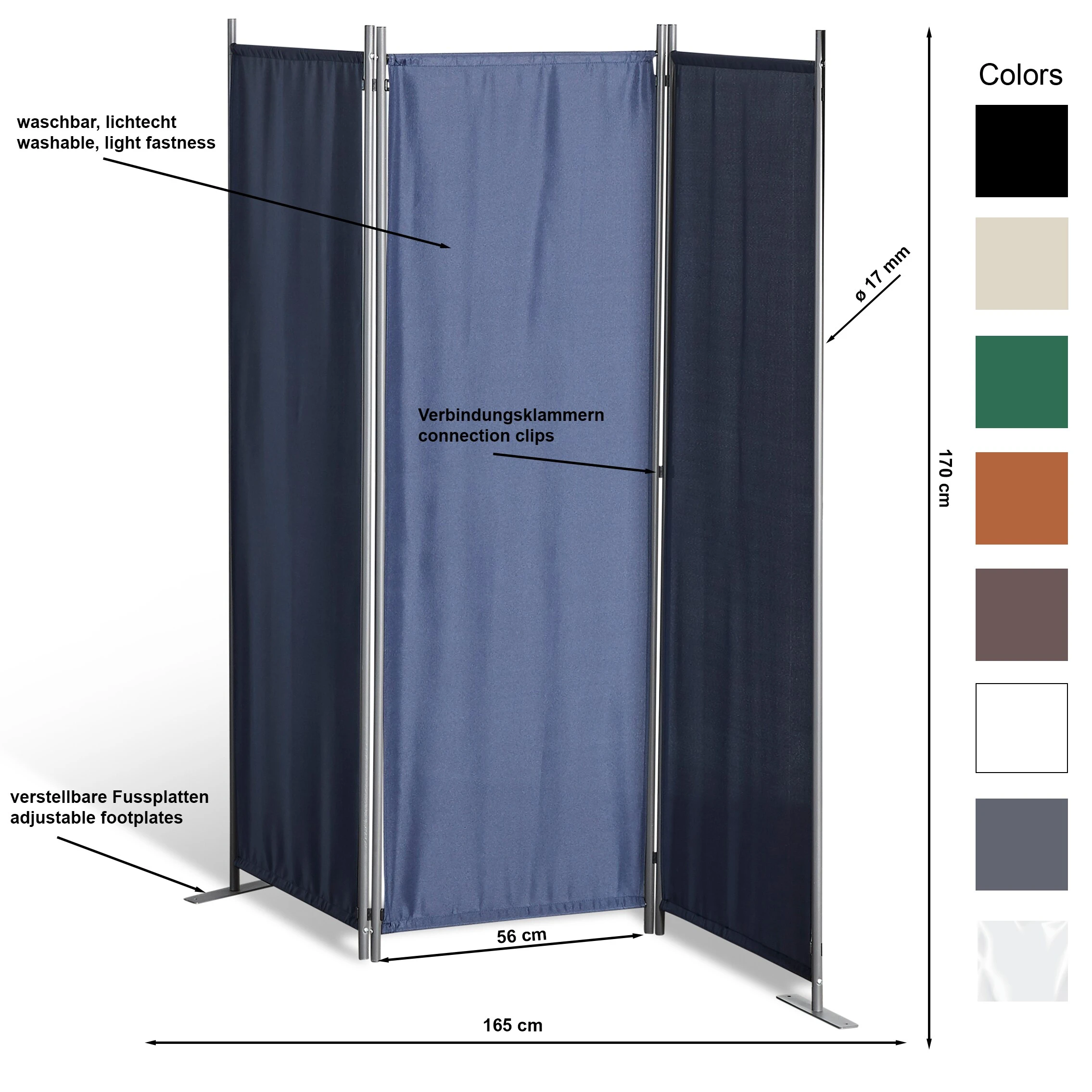 Grasekamp 2 Stück Paravent 3tlg Raumteiler Trennwand Sichtschutz Weiß 2 Grasekamp 2 Stück Paravent 3tlg Raumteiler Trennwand Sichtschutz Weiß – Bild 2