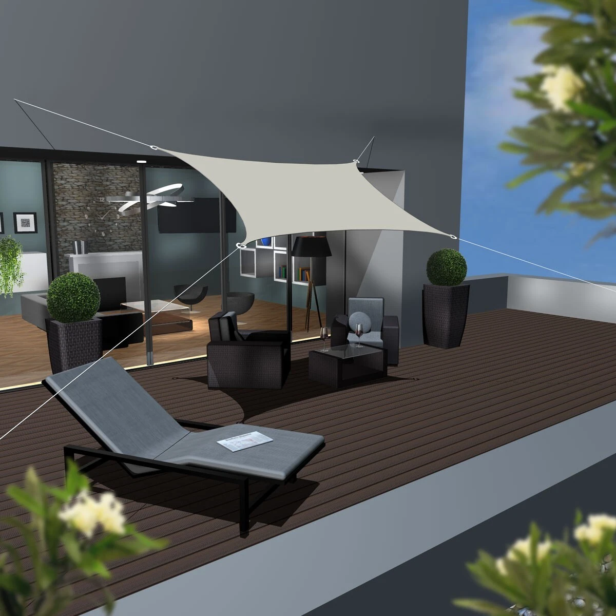 Amanka UPF50+ UV Sonnensegel 2x3 Polyester Rechteck Wasserabweisend Garten Balkon Beige 2 Amanka UPF50+ UV Sonnensegel 2x3 Polyester Rechteck Wasserabweisend Garten Balkon Beige – Bild 2