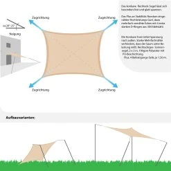 Amanka UPF50+ UV Sonnensegel 2x3 Polyester Rechteck Wasserabweisend Garten Balkon Beige 11 Amanka UPF50+ UV Sonnensegel 2x3 Polyester Rechteck Wasserabweisend Garten Balkon Beige -Blumfeldt Geschäft 8600295800 3667 prod 006