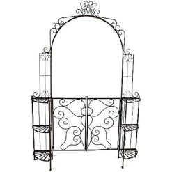 Garden Pleasure Metall Rosenbogen Tor Rankhilfe Pforte Antik Optik Schwarz