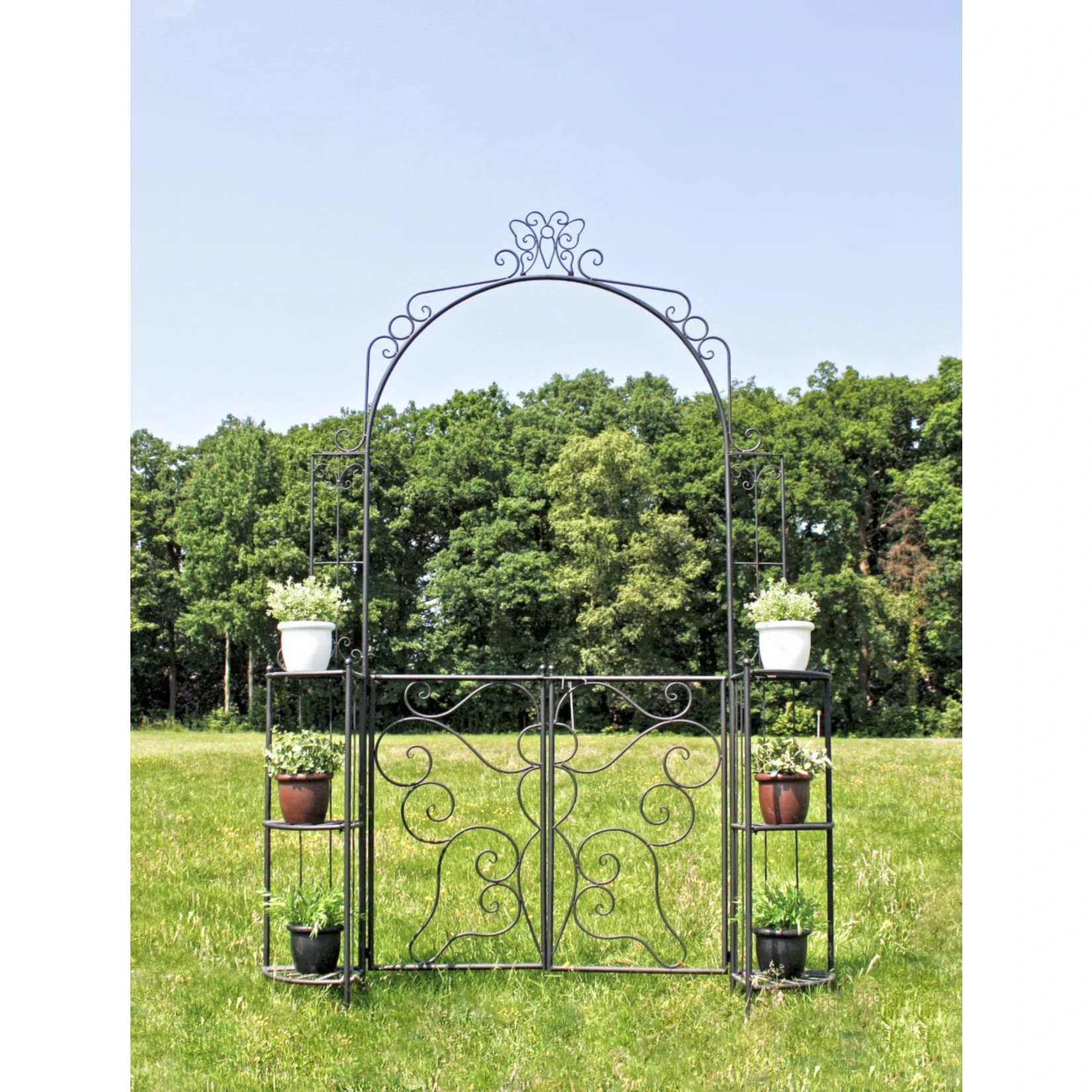 Garden Pleasure Metall Rosenbogen Tor Rankhilfe Pforte Antik Optik Schwarz 2 Garden Pleasure Metall Rosenbogen Tor Rankhilfe Pforte Antik Optik Schwarz – Bild 2