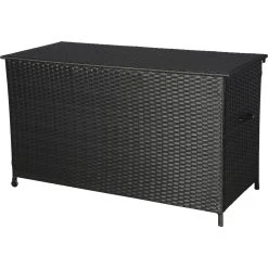 PKline Polyrattan Gartenzubehör Lamar Kissenbox Mit Rädern Schwarz Auflagenbox Garten