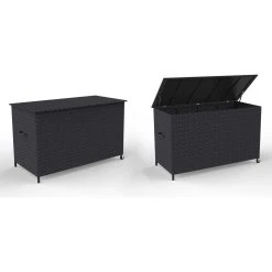PKline Polyrattan Gartenzubehör Lamar Kissenbox Mit Rädern Schwarz Auflagenbox Garten -Blumfeldt Geschäft 8600296500 28378 prod 005