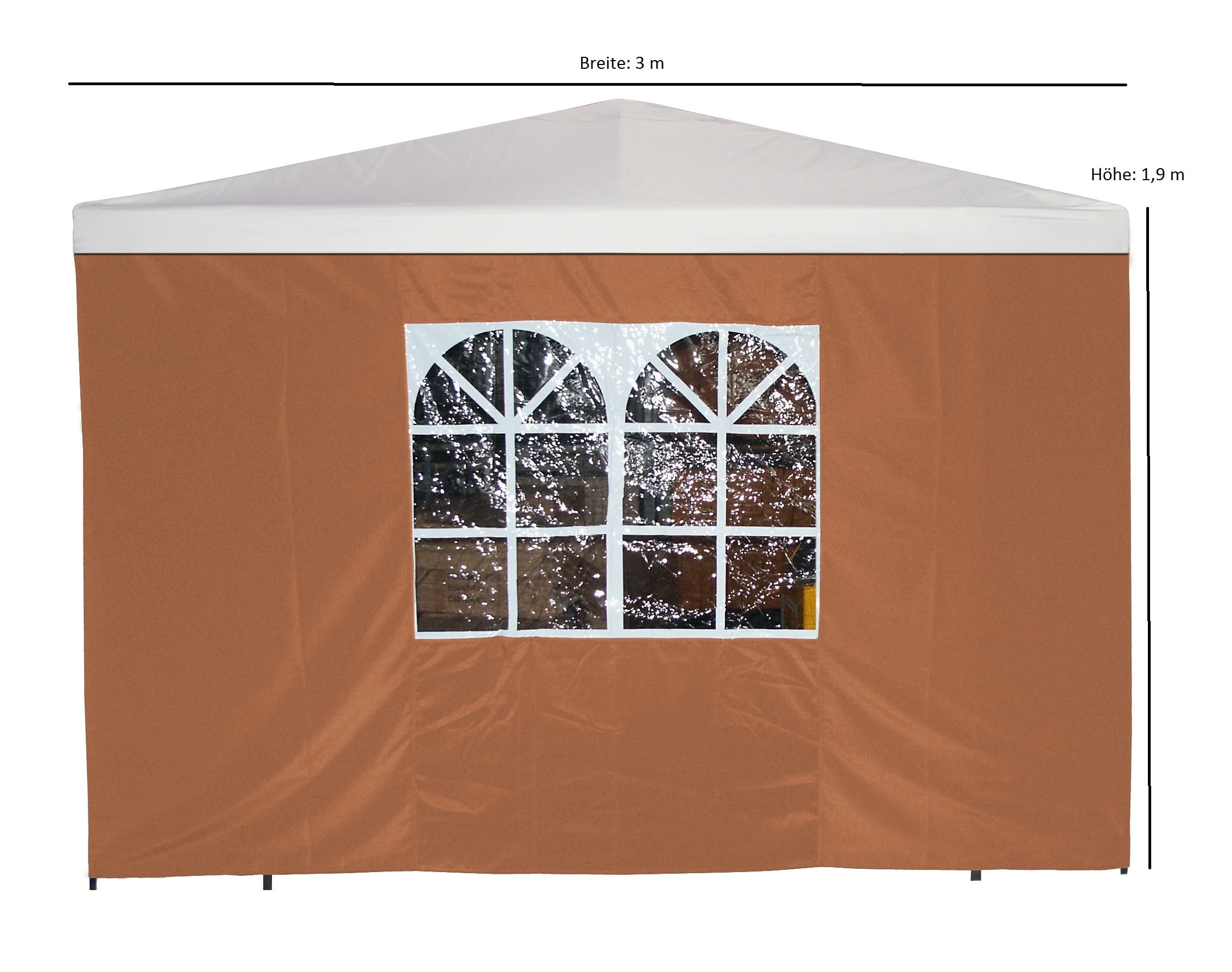 DEGAMO Seitenplane Für Pavillon, 3x1,9 Meter, Polyester Terracotta Mit Fenster 2 DEGAMO Seitenplane Für Pavillon, 3x1,9 Meter, Polyester Terracotta Mit Fenster – Bild 2