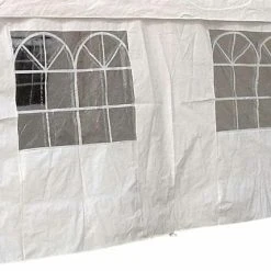 DEGAMO Seitenplane Für Partyzelt, Länge 4 Meter, PVC Weiß Mit Fenstern