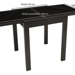 DEGAMO Balkon-Ausziehtisch TORINO 65/130x65cm, Aluminium Anthrazit + Glas Schwarz 7 DEGAMO Balkon-Ausziehtisch TORINO 65/130x65cm, Aluminium Anthrazit + Glas Schwarz -Blumfeldt Geschäft 8600319700 69076298 prod 004 scaled