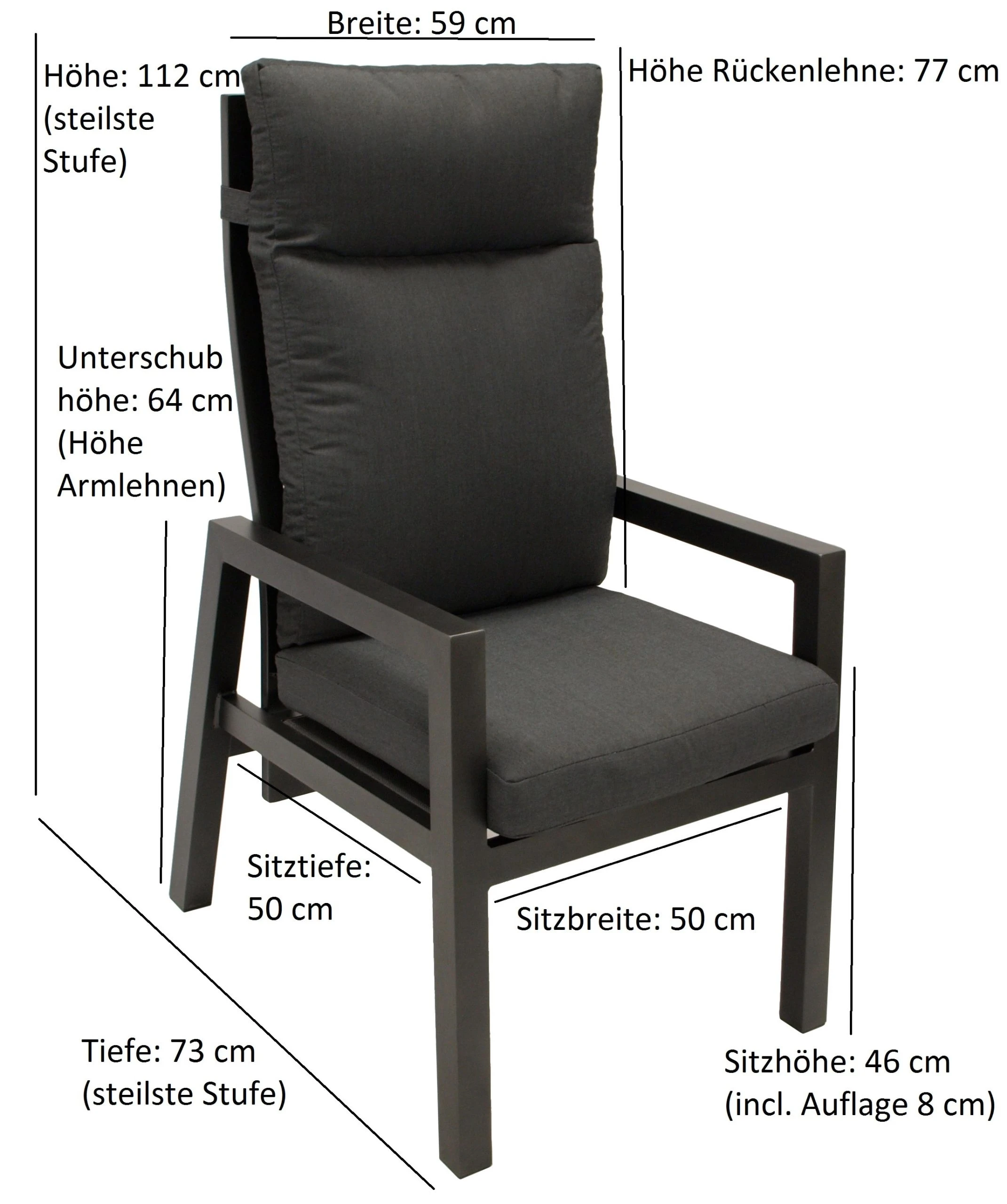 DEGAMO Garnitur MANCIANO 7-teilig, Aluminium Dunkelgrau, Mit Polstern, Tischplatte Dunkelgrau 6 DEGAMO Garnitur MANCIANO 7-teilig, Aluminium Dunkelgrau, Mit Polstern, Tischplatte Dunkelgrau – Bild 6