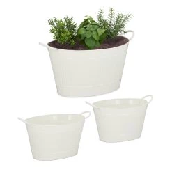 Relaxdays Metallwanne Vintage Optik 3er Set