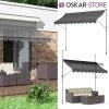 Oskar-Store Klemmmarkise 300x120cm Balkonmarkise Einrollbar Handkurbel Markise Mit Gestell