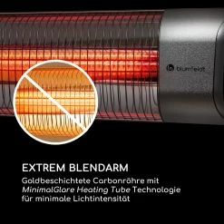Blumfeldt Dark Wave Infrarot-Heizstrahler 2000W Goldbeschichtete Carbonröhre IP65 Aluminium -Blumfeldt Geschäft 8600359300 11837 prod 005