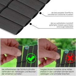 KESSER® PVC Sichtschutzmatte Sichtschutzzaun Balkonverkleidung Windschutz Wetterfest Verstärkten Lamellen, Für Garten, Balkon Terrasse Outdoor Balkonumrandung Mit Kabelbindern -Blumfeldt Geschäft 8600364700 21743 prod 004