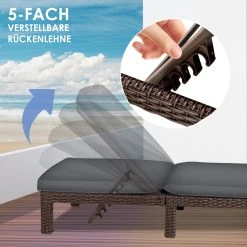 KESSER® Sonnenliege Polyrattan Palma Gartenliege Mit Auflage Für Balkon, Garten, Terrasse, Innen- Und Außen, 5-Fach Verstellbar Rücklehne Relaxliege Liegestuhl Klappbare 195 X 65 X 23 Cm 9 KESSER® Sonnenliege Polyrattan Palma Gartenliege Mit Auflage Für Balkon, Garten, Terrasse, Innen- Und Außen, 5-Fach Verstellbar Rücklehne Relaxliege Liegestuhl Klappbare 195 X 65 X 23 Cm -Blumfeldt Geschäft 8600364700 22934 prod 004