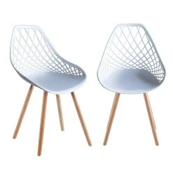 TRISENS 2er 4er Set Kunststoffstuhl Küchenstuhl Esszimmerstuhl Gartenstuhl Stuhl Holzbein